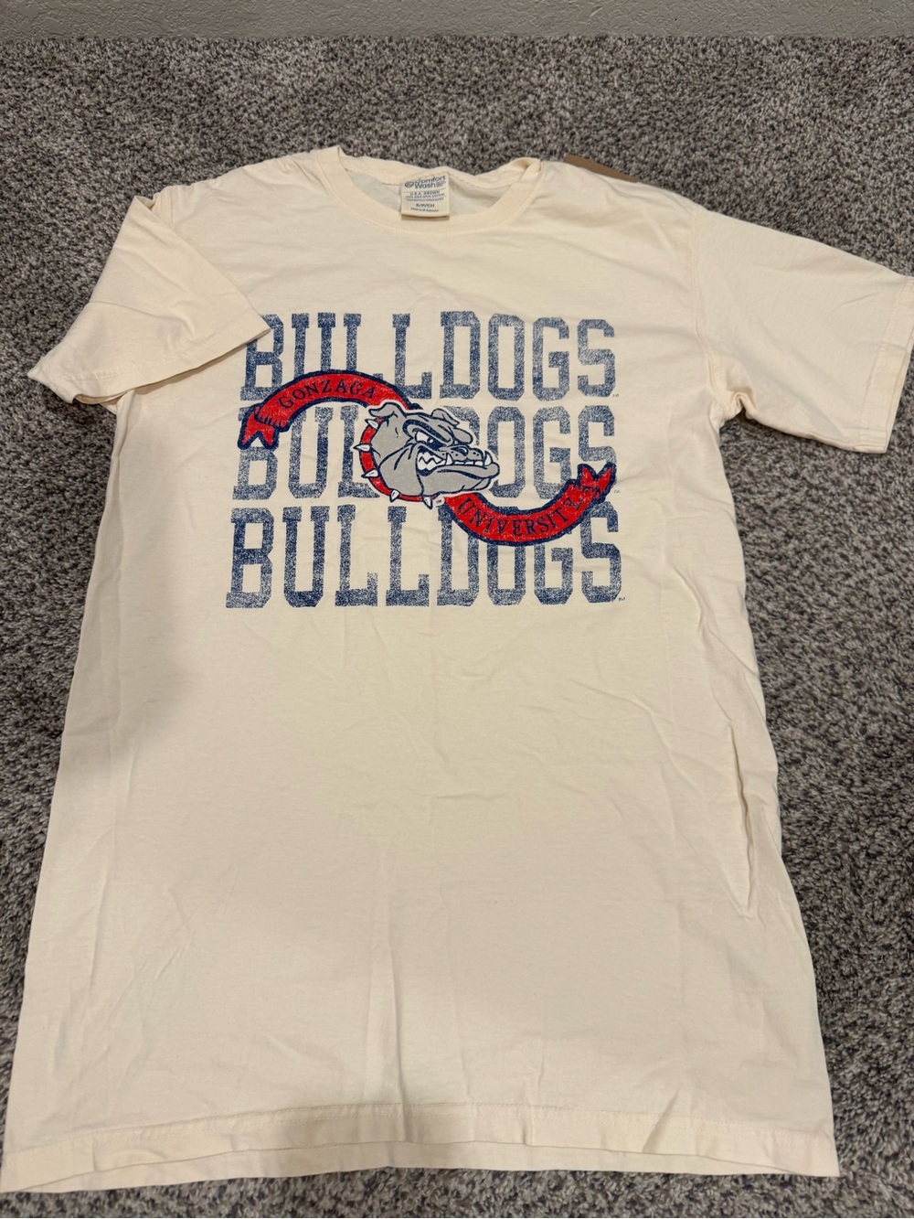 Rivalry Threads Cream Cotton Gonzaga Bulldogs Graphic Tee with Red & Navy Logo